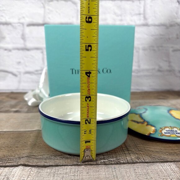 VTG Tiffany & Co France World Discovery Map Ceramic Trinket Box Dish Lid GIFT - Picture 11 of 16